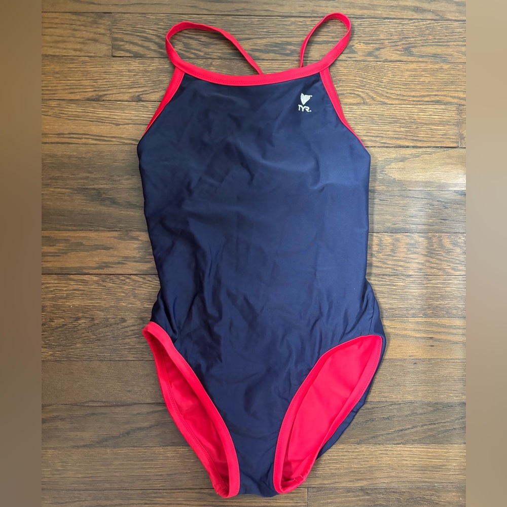 TYR Women’s Navy & Red Reversible Swimsuit (Size 38)